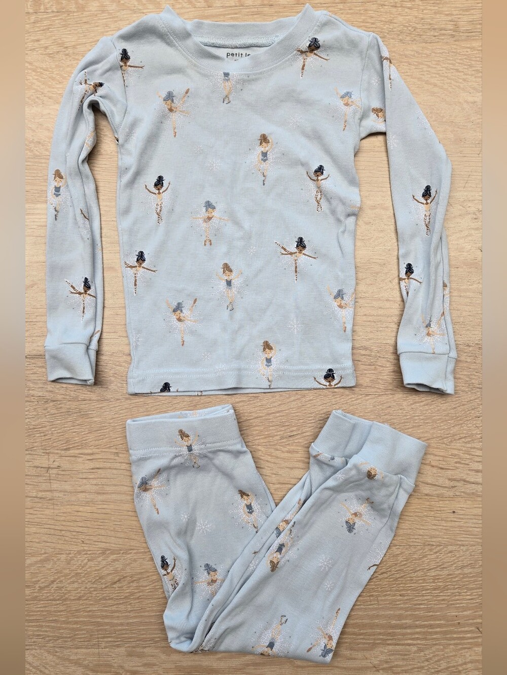 Petit Lem Light Blue Snowflake Ballerina Print Pajama Set